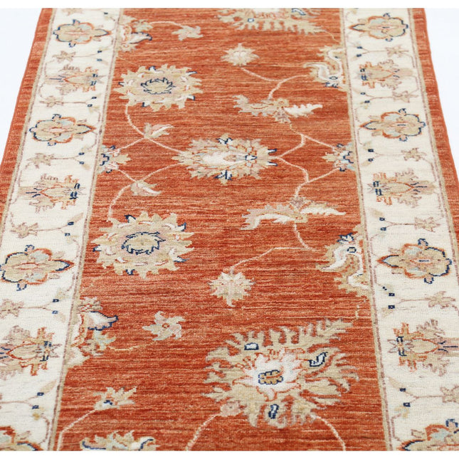 Ziegler 2' 8" X 9' 5" Wool Hand-Knotted Rug 2' 8" X 9' 5" (81 X 287) / Red / Ivory