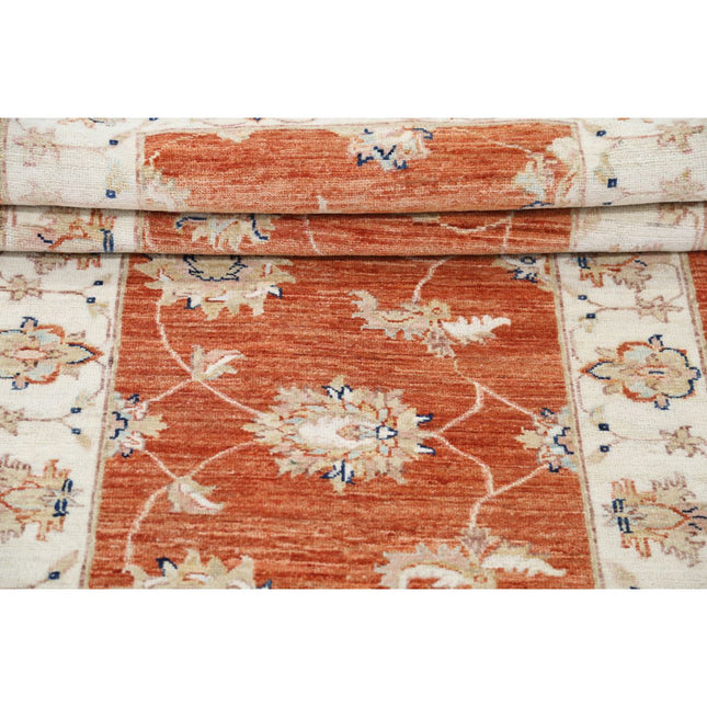 Ziegler 2' 8" X 9' 5" Wool Hand-Knotted Rug 2' 8" X 9' 5" (81 X 287) / Red / Ivory
