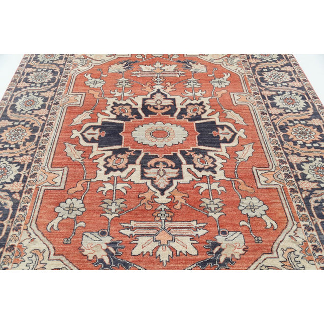 Ziegler 7' 3" X 10' 3" Wool Hand-Knotted Rug 7' 3" X 10' 3" (221 X 312) / Red / Blue