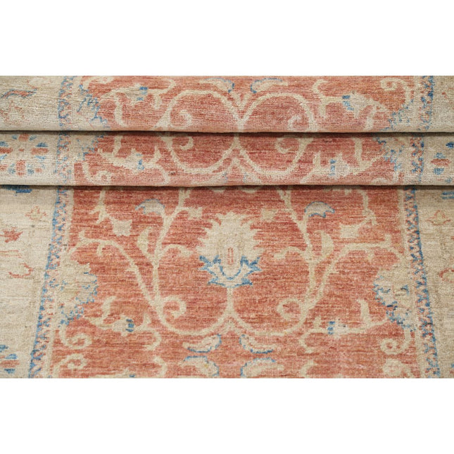 Ziegler 2' 9" X 8' 2" Wool Hand-Knotted Rug 2' 9" X 8' 2" (84 X 249) / Red / Ivory