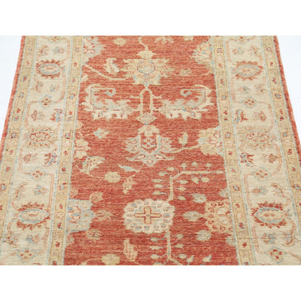 Ziegler 2' 6" X 7' 10" Wool Hand-Knotted Rug 2' 6" X 7' 10" (76 X 239) / Red / Ivory