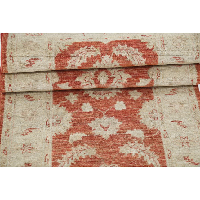 Ziegler 2' 5" X 8' 2" Wool Hand-Knotted Rug 2' 5" X 8' 2" (74 X 249) / Red / Ivory