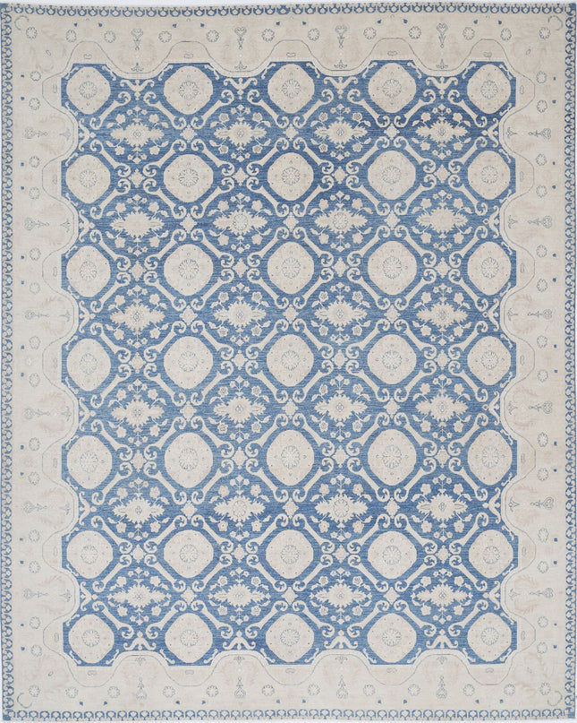 Ziegler 11' 9" X 14' 6" Hand Knotted Wool & Silk Rug 11' 9" X 14' 6" (358 X 442) / Blue / Wool & Silk
